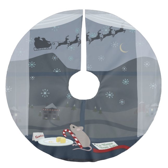 Weihnachtslandschaft Polyester Weihnachtsbaumdecke (Vorderseite)