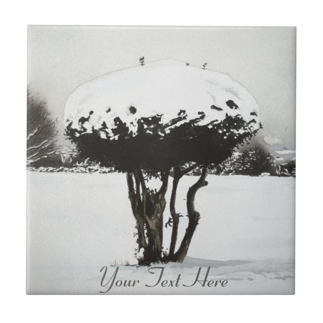 Weihnachtslandschaft - Schneekunst Fliese (Vorderseite)