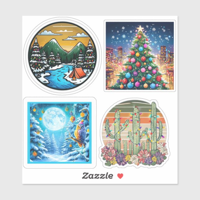 Weihnachtslandschaft Vinyl Cut Stickers Aufkleber (Blatt)