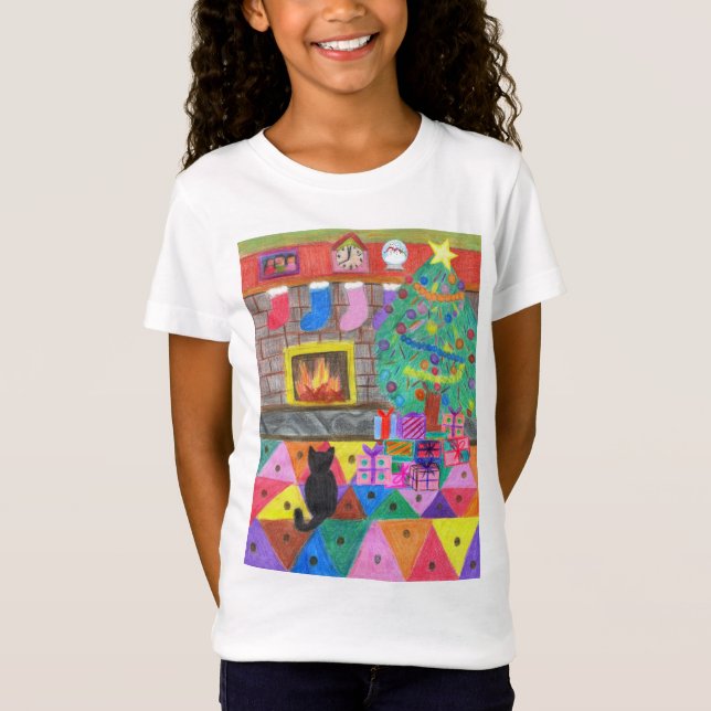 Weihnachtslandschaft Zeichnend T-Shirt (Vorderseite)