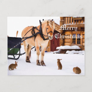 Weihnachtslandwirt Idylle Tierfreunde Feiertagspostkarte