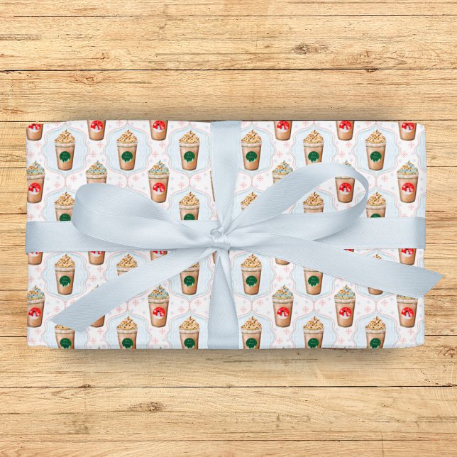 Weihnachtslatte Ogee Snowflake Muster Geschenkpapier (Gift warmth and cheer with Christmas Latte Ogee Snowflake Pattern Wrapping Paper!)