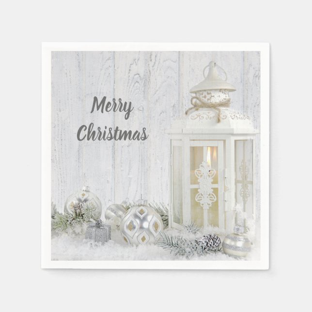 Weihnachtslattern mit Ornamenten Serviette (Vorderseite)