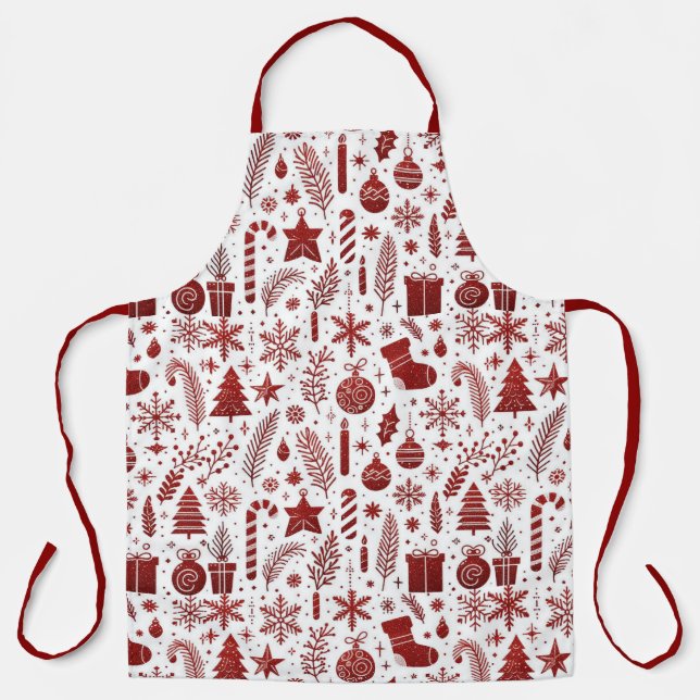 Weihnachtslatz weiß rot schürze (Vorderseite)