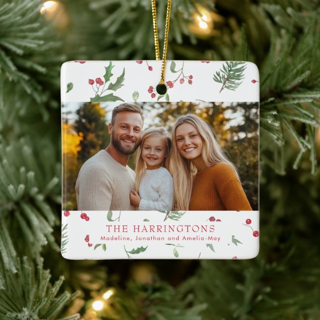 Weihnachtslaub-Foto Keramikornament (Baum)