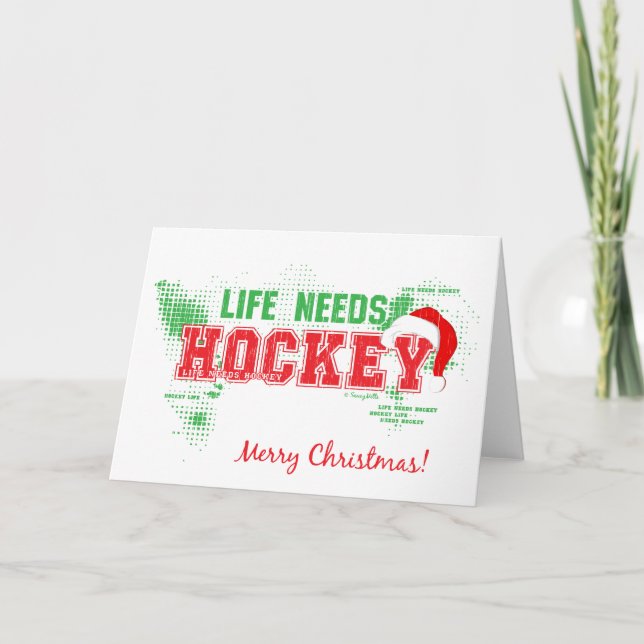 Weihnachtsleben braucht Hockey Grußkarte Feiertagskarte (Vorderseite)