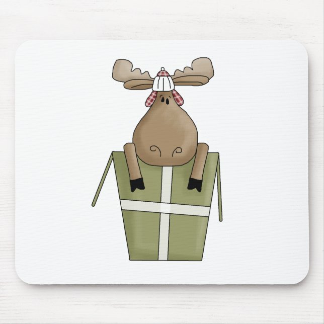 Weihnachtslebewesen · Elche u. Geschenkboxen Mousepad (Vorne)