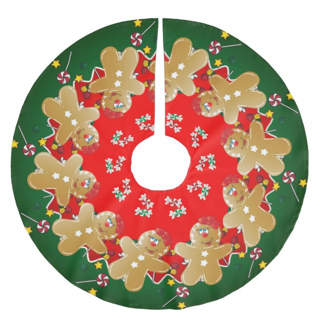 Weihnachtslebkuchen-Bonbon-Süßigkeiten Polyester Weihnachtsbaumdecke (Vorderseite)