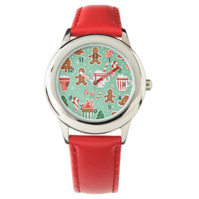Weihnachtslebkuchen-Design Armbanduhr (Vorderseite)