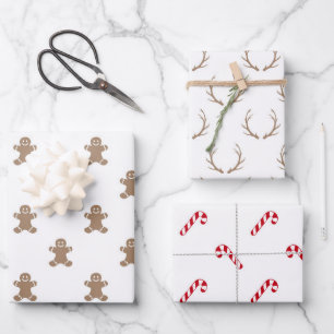 Weihnachtslebkuchen Rentier Rot Zuckerstangen Geschenkpapier Set
