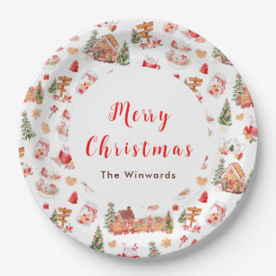Weihnachtslebkuchen Rot Frohe Weihnachten Pappteller