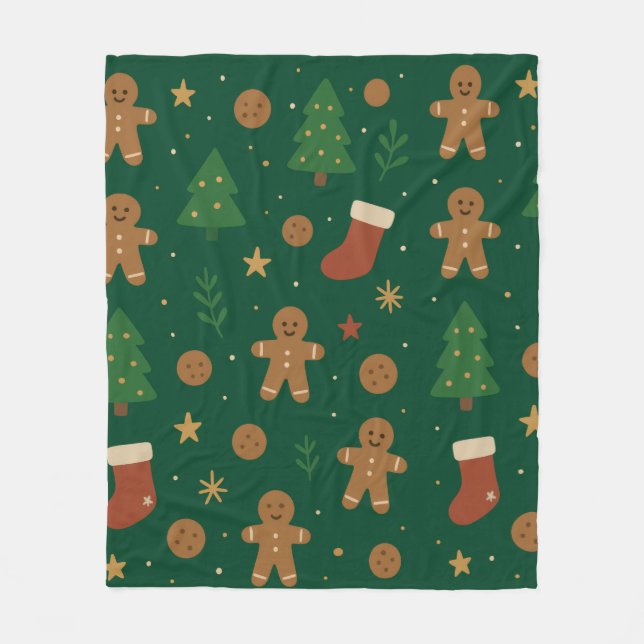 Weihnachtslebkuchen-Spaß Fleecedecke (Vorderseite)