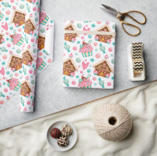 Weihnachtslebkuchen und Cupcakes Geschenkpapier