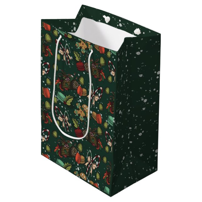 Weihnachtsleckereien - Kiefer (Farbe) Mittlere Geschenktüte (Vorderseite Schrägansicht)
