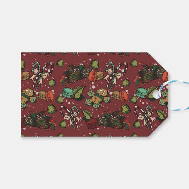 Weihnachtsleckereien- Pfefferminz (Farbe) Geschenkanhänger (Vorderseite (Horizontal))