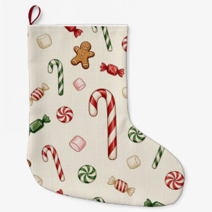 Weihnachtsleckereien und Zuckerstangen, Beiger Hin Großer Weihnachtsstrumpf