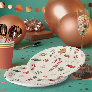 Weihnachtsleckereien und Zuckerstangen, Beiger Hin Pappteller