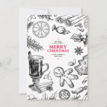 Weihnachtsleckereien Vintage-Zeichnung. Xmas-Feier
