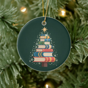 Weihnachtslehrer Bücher Baum Xmas Leseferien Keramik Ornament