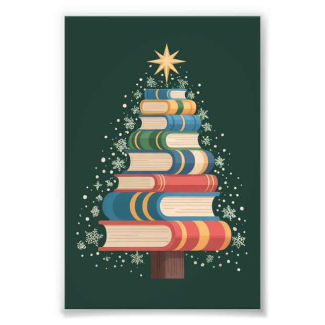 Weihnachtslehrer Bücher Tree Xmas Reading Holiday Fotodruck (Vorne)