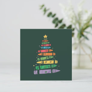 Weihnachtslehrer Buntstift Baum Süße Xmas Lichter  Einladung