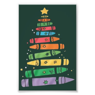 Weihnachtslehrer Buntstift Baum Süße Xmas Lichter Fotodruck
