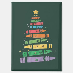 Weihnachtslehrer Buntstift Baum Süße Xmas Lichter  Magnet