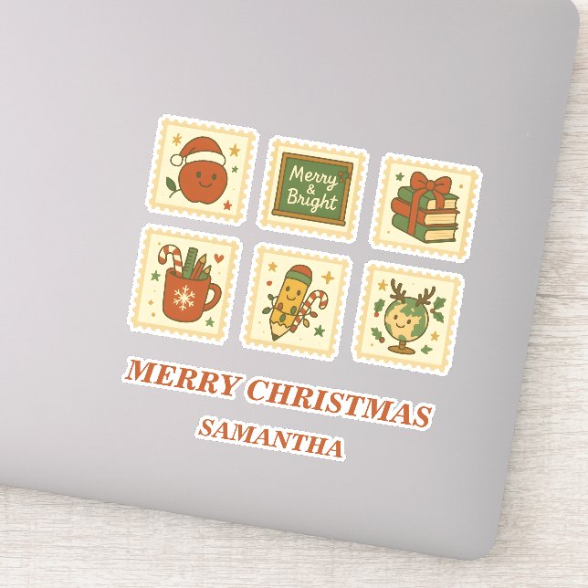 Weihnachtslehrer-Collage Stickers Aufkleber (Detail)