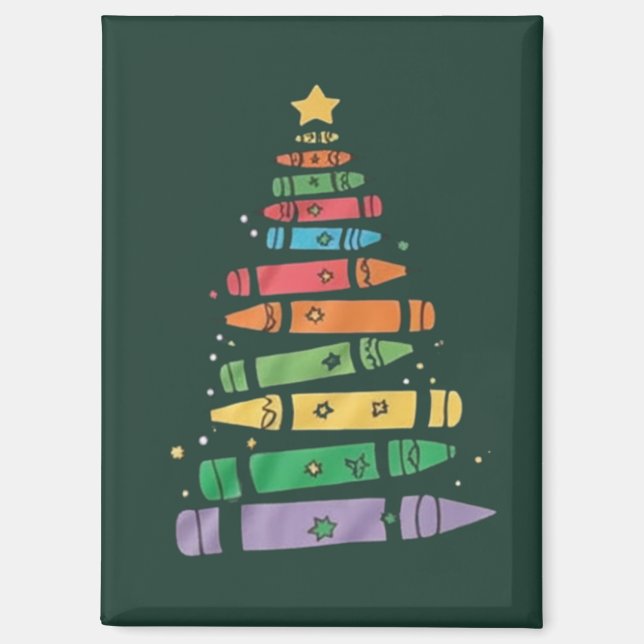 Weihnachtslehrer Crayon Tree Niedliche Weihnachtsb Magnet (Vorderseite)
