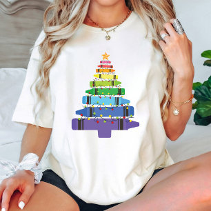 Weihnachtslehrer Crayons Tree mit Licht T-Shirt