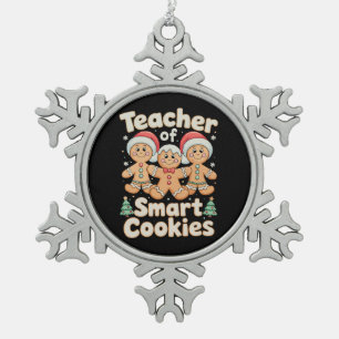 Weihnachtslehrer für kluge Kekse Lebkuchen Schneeflocken Zinn-Ornament