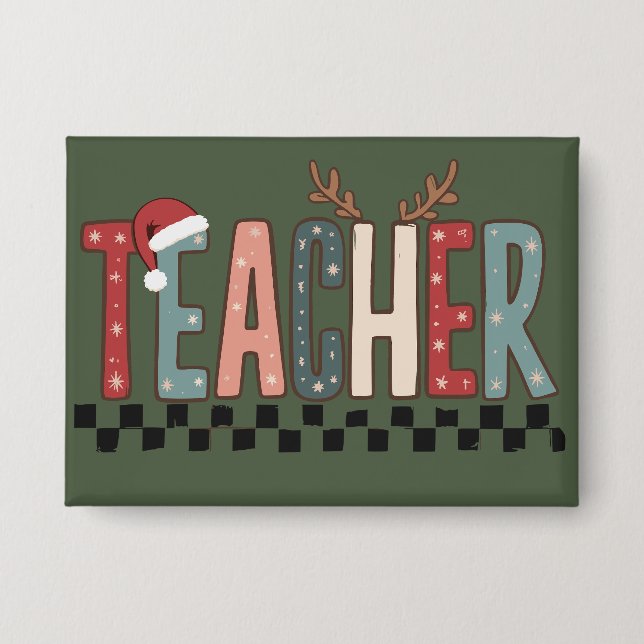 Weihnachtslehrer Geschenk für Lehrer Winterurlaub Button (Vorderseite)