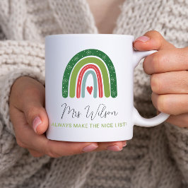 Weihnachtslehrer Rainbow Nice List Kaffeetasse