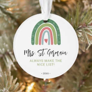 Weihnachtslehrer Rainbow Nice List Ornament