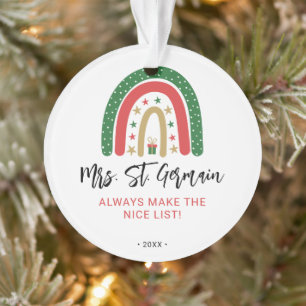 Weihnachtslehrer Rainbow Nice List Ornament