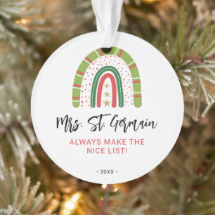 Weihnachtslehrer Rainbow Nice List Ornament