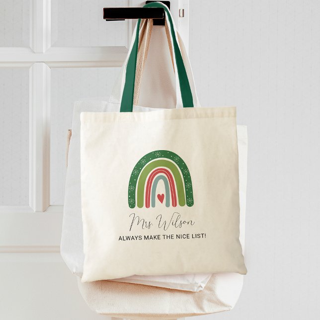 Weihnachtslehrer Rainbow Nice List Tragetasche (Teachers Always Make The Nice List Rainbow Christmas Tote Bag)