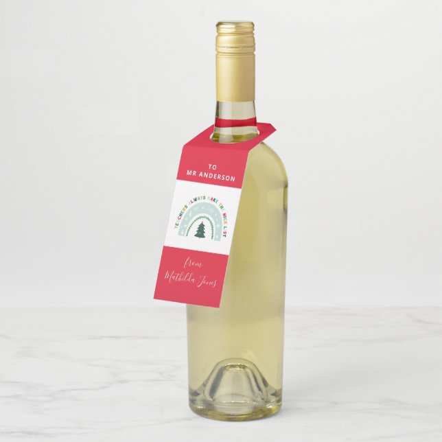 Weihnachtslehrer Regenbogen schöne Liste niedliche Flaschenanhänger (Angewinkelt)