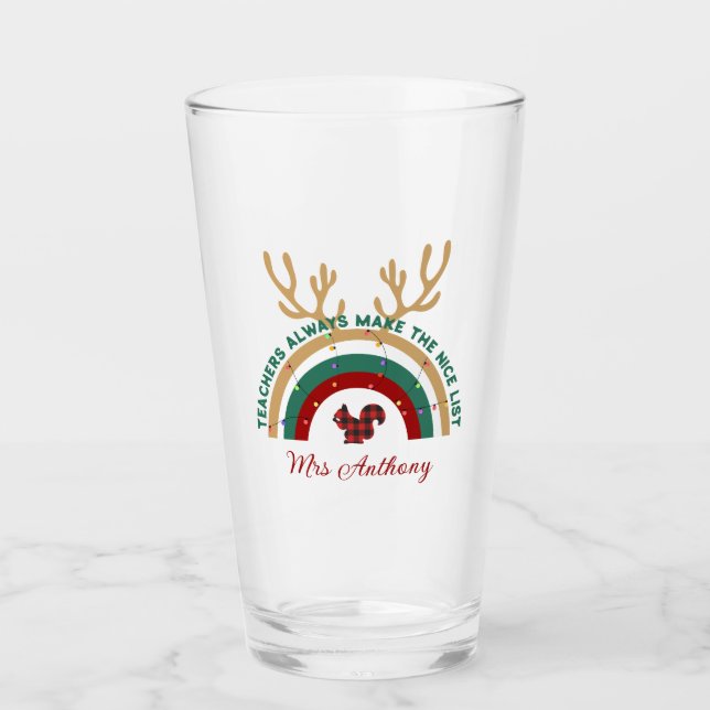 Weihnachtslehrer Regenbogen schöne Liste niedliche Glas (Vorderseite)