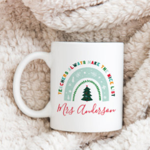 Weihnachtslehrer Regenbogen schöne Liste niedliche Kaffeetasse
