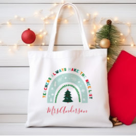 Weihnachtslehrer Regenbogen schöne Liste niedliche Tragetasche