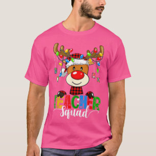 Weihnachtslehrer Squad Reindeer Buffalo Kariert Te T-Shirt