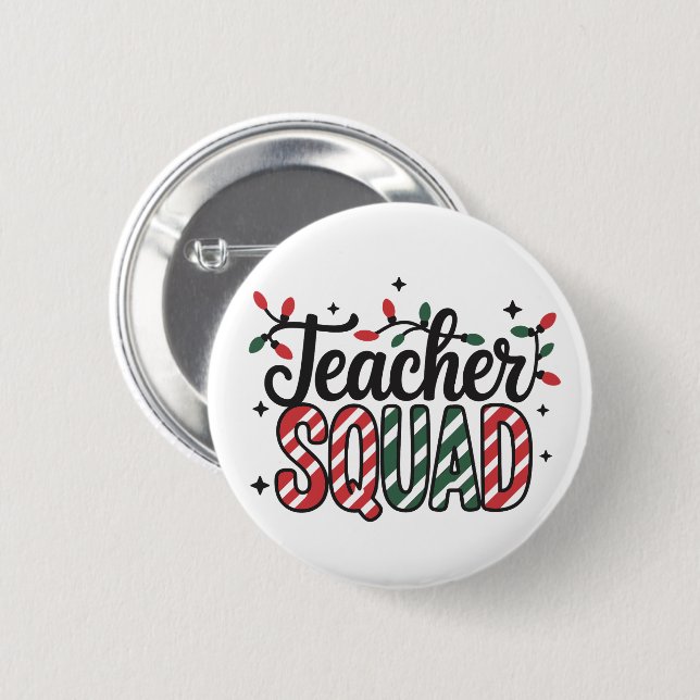 Weihnachtslehrer-Team Lustige Fröhliche Weihnachts Button (Vorne & Hinten)