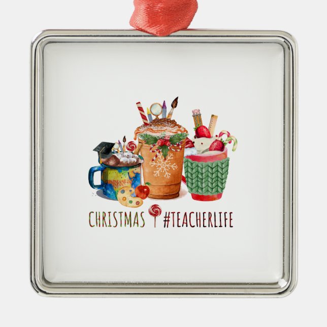 Weihnachtslehrerleben Ornament Aus Metall (Vorne)