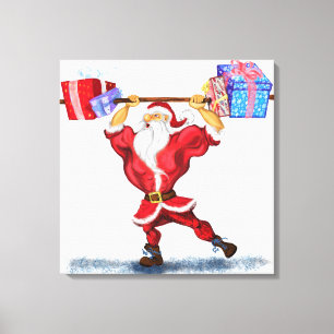 Weihnachtsleinwand-Druck Bodybuilder Santa mit Ges Leinwanddruck