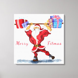 Weihnachtsleinwanddruck-Geschenk Bodybuilder Santa Leinwanddruck