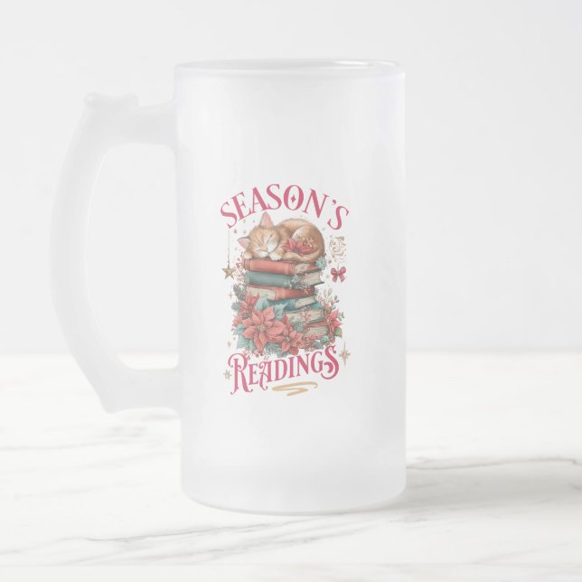 Weihnachtslektüre Kuschel-Kätzchen Mattglas Bierglas (Links)