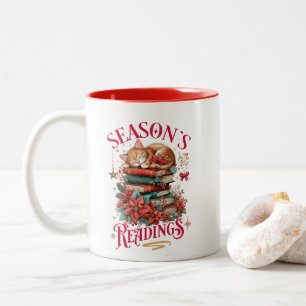 Weihnachtslektüre Kuschel-Kätzchen Zweifarbige Tasse