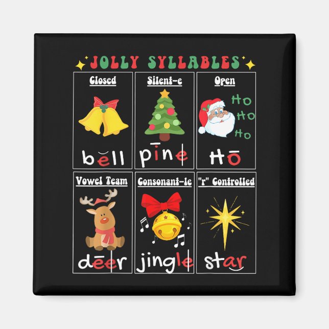 Weihnachtslektüre Lehrkraft Silbentypen phonemisch Magnet (Vorne)