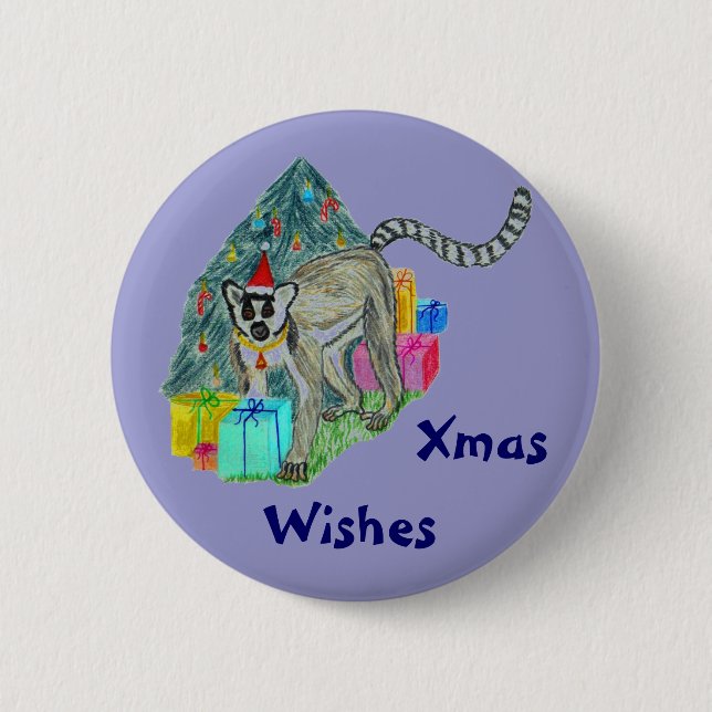 WeihnachtsLemur Button (Vorderseite)